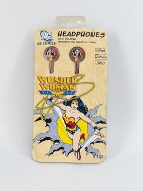 iHip DC Comics Wonder Woman Noise Isolating Wired Earbuds Headphones New